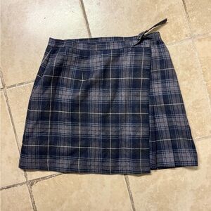 Vintage Jacob Wool Tartan Wrap Skirt | Blue Plaid Schoolgirl Preppy